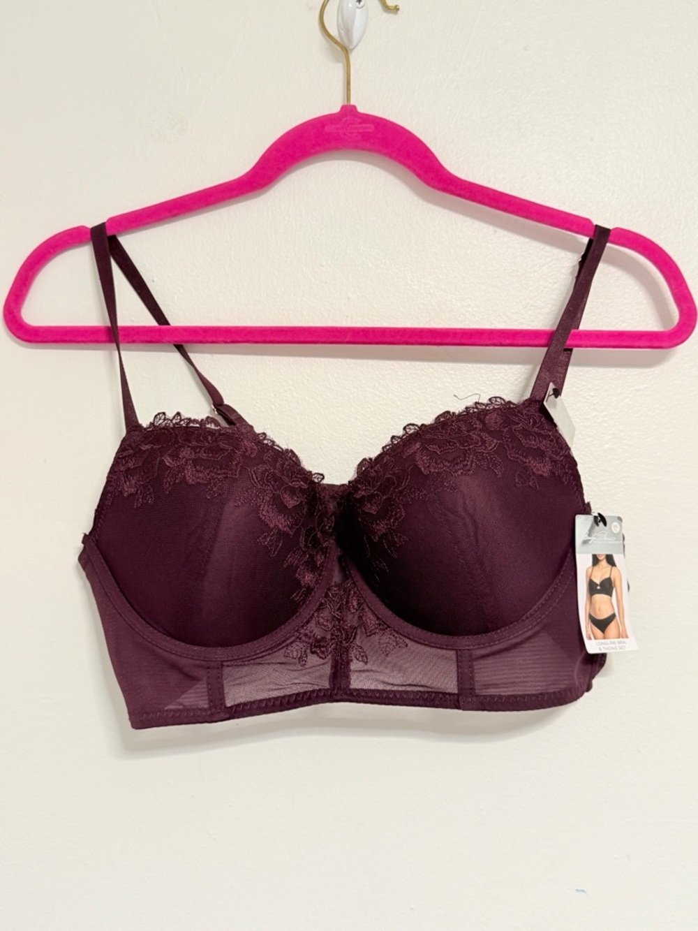 Marilyn Monroe Plum Lace Longline Bra Size 38C New with tags!